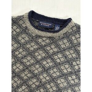 Vintage Roundtree & Yorke Sweater Mens M Argyle Diamond Knit Crewneck Wool Blend